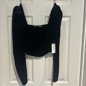 Black velvet top with tags
